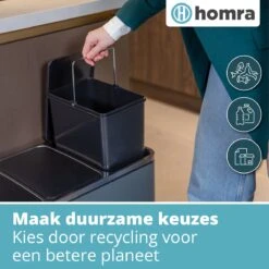 Homra SPARQ Afvalscheiding Prullenbak 3 Vakken - 3 X 18 L Inhoud - 54 Liter - Grijs - RVS - Trio Pedaalemmer - 3-vaks Recycle Afvalemmer - Hygiënisch Afval Scheiden - Grijze Keuken Vuilbak - Kantoor Prullenbak - Pedaal - Afvalscheidingsprullenbak -Mepal shop 1200x1200 436