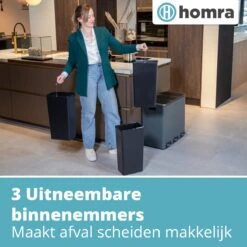 Homra SPARQ Afvalscheiding Prullenbak 3 Vakken - 3 X 18 L Inhoud - 54 Liter - Grijs - RVS - Trio Pedaalemmer - 3-vaks Recycle Afvalemmer - Hygiënisch Afval Scheiden - Grijze Keuken Vuilbak - Kantoor Prullenbak - Pedaal - Afvalscheidingsprullenbak -Mepal shop 1200x1200 437