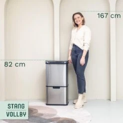 Prullenbak Met Sensor - 60 L - Afvalscheiding Vuilbak StangVollby Halden - RVS - 4 Vakken - Automatisch Lucht Filter - 60 Liter (2×18L + 2×12L) - Automatische Soft Close Deksel Met Infrarood Sensor - 4 Vaks Afvalemmer - Bacterie Filter - Design -Mepal shop 1200x1200 458