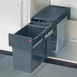 Hailo Tandem De Luxe - Inbouw Prullenbak - 31 Liter Inhoud - 25 X 40 X 49 Cm - Met 2 Compartimenten - Grijs -Mepal shop 1200x1200 466