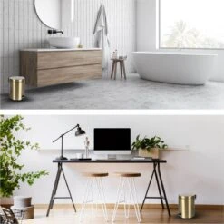 Differnz Pedaalemmer Mat Goud – Prullenbak Badkamer – Afvalbakje – 5 Liter -Mepal shop 1200x1200 478