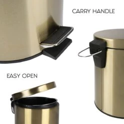 Differnz Pedaalemmer Mat Goud – Prullenbak Badkamer – Afvalbakje – 5 Liter -Mepal shop 1200x1200 479