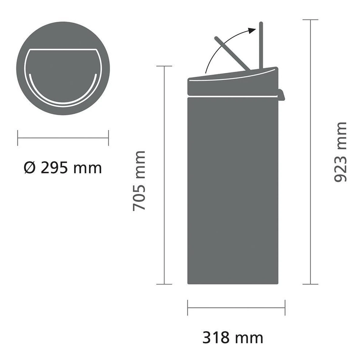 Brabantia Touch Bin Prullenbak - 30 L - Mineral Infinite Grey 4 Brabantia Touch Bin Prullenbak - 30 L - Mineral Infinite Grey - Afbeelding 2