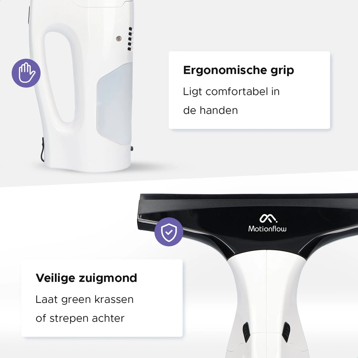 Motionflow Vacuüm Raamwisser - Elektrische Ruitenreiniger Met Inwasser - Oplaadbaar 8 Motionflow Vacuüm Raamwisser - Elektrische Ruitenreiniger Met Inwasser - Oplaadbaar - Afbeelding 6