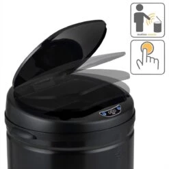Monzana Prullenbak 56 Liter Inhoud - Met Sensor - RVS Zwart -Mepal shop 1200x1200 494