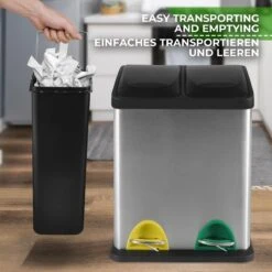 Jago - Vuilnisemmer 16 Liter Met 2 Vakken Van 8 Liter Met Binnenemmers - Prullenbak Voor Afvalscheiding - Pedaalemmer - Prullenbak - RVS 22 Jago - Vuilnisemmer 16 Liter Met 2 Vakken Van 8 Liter Met Binnenemmers - Prullenbak Voor Afvalscheiding - Pedaalemmer - Prullenbak - RVS -Mepal shop 1200x1200 543