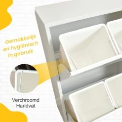 VEEHAUS – Clark - Prullenbak 4 Vakken – Afvalemmer 60 Liter (4x 15L) – Wit - 4-vaks Prullenbak Afvalscheiding – Hygiënisch Recyclen – Afvalbak Metaal - Afval Scheiden - Prullenbak - Wit -Mepal shop 1200x1200 582