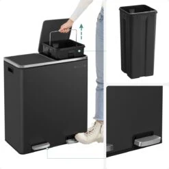 O'DADDY® Prullenbak Afvalscheiding - Vuilnisbak 60L (2x 30L) - Pedaalemmer - 59 X 65 X 32 Cm - Zwart 17 O'DADDY® Prullenbak Afvalscheiding - Vuilnisbak 60L (2x 30L) - Pedaalemmer - 59 X 65 X 32 Cm - Zwart -Mepal shop 1200x1200 604