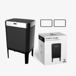 Loftey Sensor Prullenbak 60 Liter – Touch Free Afvalbak - Afvalemmer - Afvalscheiding 2x30L - Keuken - Zwart/RVS -Mepal shop 1200x1200 621