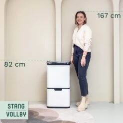 Prullenbak Met Sensor - 60 L - Afvalscheiding Vuilbak StangVollby Halden - RVS - 4 Vakken - Automatisch Lucht Filter - 60 Liter (2×18L + 2×12L) - Automatische Soft Close Deksel Met Infrarood Sensor - 4 Vaks Afvalemmer - Bacterie Filter - Wit -Mepal shop 1200x1200 626