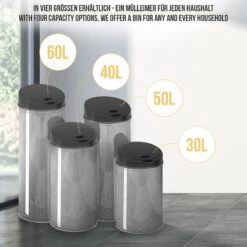Jago- Vuilnisbak Met Sensor, 60 Liter, Roestvrij Staal, Waterdicht Met Klemring, Automatische Prullenbak, Zilver 11 Jago- Vuilnisbak Met Sensor, 60 Liter, Roestvrij Staal, Waterdicht Met Klemring, Automatische Prullenbak, Zilver -Mepal shop 1200x1200 631