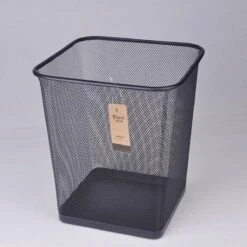 Merkloos Decopatent® Design Vierkant Prullenbak Voor Kantoor - Papierbak - Mesh Metaal - Papiermand - Prullenmand Voor Onder Bureau - Zwart -Mepal shop 1200x1200 635