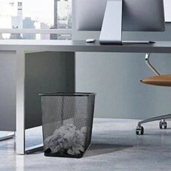 Merkloos Decopatent® Design Vierkant Prullenbak Voor Kantoor - Papierbak - Mesh Metaal - Papiermand - Prullenmand Voor Onder Bureau - Zwart -Mepal shop 1200x1200 636
