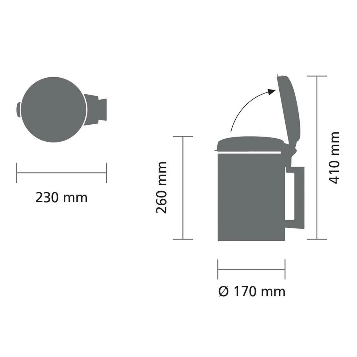 Brabantia NewIcon Wandafvalemmer - 3 L - Platinum 4 Brabantia NewIcon Wandafvalemmer - 3 L - Platinum - Afbeelding 2