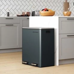 Segenn's Prullenbak - Keuken Afvalbak - 60 Liter - Met 2 Vakken - Afvalscheiding 2x30 L - Metalen Pedaalemmer - Kunststof Binnenbak - Met Klapdeksel En Handgrepen - Zacht Sluiten - Luchtdicht - Grijs -Mepal shop 1200x1200 657