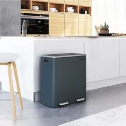 Segenn's Prullenbak - Keuken Afvalbak - 60 Liter - Met 2 Vakken - Afvalscheiding 2x30 L - Metalen Pedaalemmer - Kunststof Binnenbak - Met Klapdeksel En Handgrepen - Zacht Sluiten - Luchtdicht - Grijs -Mepal shop 1200x1200 658
