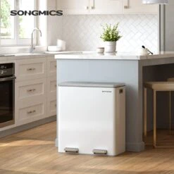 Songmics - Prullenbak - 60 Liter Inhoud (2x30) - Met 2 Gescheiden Bakken - RVS - Wit 12 Songmics - Prullenbak - 60 Liter Inhoud (2x30) - Met 2 Gescheiden Bakken - RVS - Wit -Mepal shop 1200x1200 671