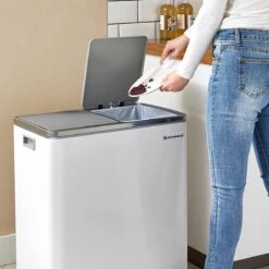 Songmics - Prullenbak - 60 Liter Inhoud (2x30) - Met 2 Gescheiden Bakken - RVS - Wit 13 Songmics - Prullenbak - 60 Liter Inhoud (2x30) - Met 2 Gescheiden Bakken - RVS - Wit -Mepal shop 1200x1200 672