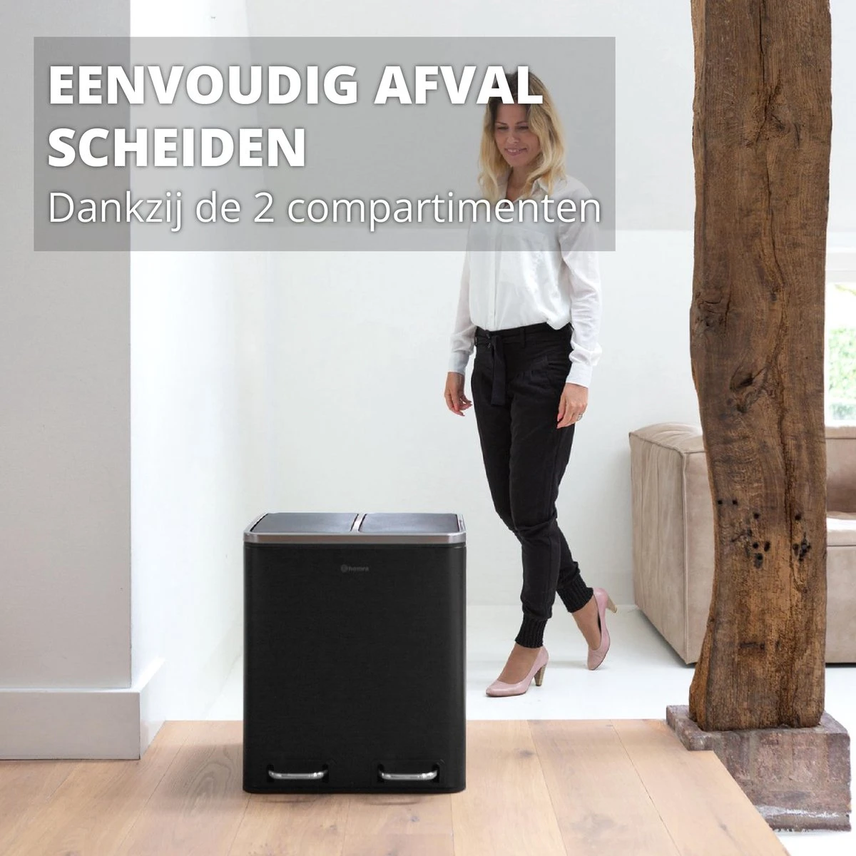 Homra BLINQ Afvalscheiding Prullenbak Met 2 Vakken - 2 X 15 L Inhoud - Duo Pedaalemmer Zwart - Afvalemmer 30 Liter - Recycle Afvalbak - Zwarte Afvalscheidingsprullenbak - Hygiënisch Afval Scheiden - Keuken Vuilbak - Kantoor 4 Homra BLINQ Afvalscheiding Prullenbak Met 2 Vakken - 2 X 15 L Inhoud - Duo Pedaalemmer Zwart - Afvalemmer 30 Liter - Recycle Afvalbak - Zwarte Afvalscheidingsprullenbak - Hygiënisch Afval Scheiden - Keuken Vuilbak - Kantoor - Afbeelding 2