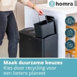 Homra MAXER Pedaalemmer – Prullenbak 3 Vakken – Afvalemmer 60 Liter (3x 20L) – Trio Prullenbak – Zwart - 3-vaks Prullenbak Afvalscheiding – Afvalbak RVS – Hygiënisch Recyclen - Afval Scheiden - Pedaal Prullenbak -Mepal shop 1200x1200 696