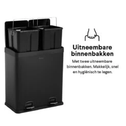 Homra NEVIQ Afvalscheiding Prullenbak Met 2 Vakken - 2 X 30 L Inhoud - Duo Pedaalemmer In Mat Zwart - 2-vaks Afvalemmer 60 Liter - Hoogwaardig RVS - Pedaal Vuilbak - Hygiënisch Afval Scheiden - Zwarte Duo Prullenbak - Dubbele Vuilnisbak 40 Homra NEVIQ Afvalscheiding Prullenbak Met 2 Vakken - 2 X 30 L Inhoud - Duo Pedaalemmer In Mat Zwart - 2-vaks Afvalemmer 60 Liter - Hoogwaardig RVS - Pedaal Vuilbak - Hygiënisch Afval Scheiden - Zwarte Duo Prullenbak - Dubbele Vuilnisbak -Mepal shop 1200x1200 722