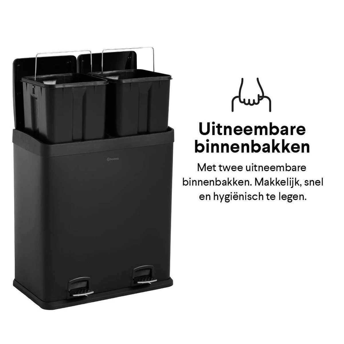 Homra NEVIQ Afvalscheiding Prullenbak Met 2 Vakken - 2 X 30 L Inhoud - Duo Pedaalemmer In Mat Zwart - 2-vaks Afvalemmer 60 Liter - Hoogwaardig RVS - Pedaal Vuilbak - Hygiënisch Afval Scheiden - Zwarte Duo Prullenbak - Dubbele Vuilnisbak 21 Homra NEVIQ Afvalscheiding Prullenbak Met 2 Vakken - 2 X 30 L Inhoud - Duo Pedaalemmer In Mat Zwart - 2-vaks Afvalemmer 60 Liter - Hoogwaardig RVS - Pedaal Vuilbak - Hygiënisch Afval Scheiden - Zwarte Duo Prullenbak - Dubbele Vuilnisbak - Afbeelding 19