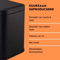 Oneiro's Klassieke Pedaalemmer BAS PRO Zwart - 16 X 16 X H27 - 3L - Metaal - Toilet - Badkamer -Mepal shop 1200x1200 726