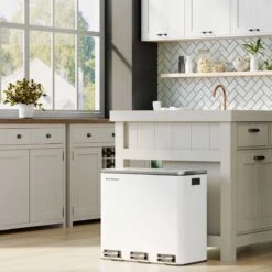 Hoppa! Keukenafvalbak, Afvalscheidingssysteem, 3 X 18L, 3 Vakken Pedaalemmer, Afvalbak, Softclose, Met Voetpedalen, Kunststof Binnenemmers En Handgrepen, Wit -Mepal shop 1200x1200 739