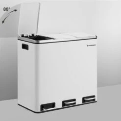 Hoppa! Keukenafvalbak, Afvalscheidingssysteem, 3 X 18L, 3 Vakken Pedaalemmer, Afvalbak, Softclose, Met Voetpedalen, Kunststof Binnenemmers En Handgrepen, Wit -Mepal shop 1200x1200 741