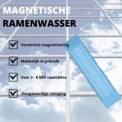 Thuys Magnetische Ramenwasser - Raamwisser Met Touw - Enkel Glas - Ramenreiniger Inclusief Reinigingspads - 3-8mm - Ramenwisser - Blauw -Mepal shop 1200x1200 75