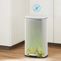 Merkloos Signature Home Vibe Prullenbak - Afvalbak 50 Liter - Soft Close Prullenbakken - Pedaalemmer Van Staal - Met Binnenemmer En Deksel - Romig Wit -Mepal shop 1200x1200 760