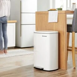 Merkloos Signature Home Vibe Prullenbak - Afvalbak 50 Liter - Soft Close Prullenbakken - Pedaalemmer Van Staal - Met Binnenemmer En Deksel - Romig Wit -Mepal shop 1200x1200 762