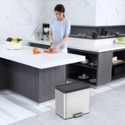 EKO EcoCasa III Recycling Prullenbak - 15 + 15 L - Mat RVS -Mepal shop 1200x1200 766