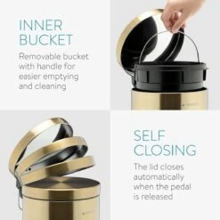 Navaris Badkamer Pedaalemmer 5 Liter - Badkamerprullenbak Met Deksel En Uitneembare Emmer Voor Badkamer, Toilet, Keuken - Metallic Goudkleurig 13 Navaris Badkamer Pedaalemmer 5 Liter - Badkamerprullenbak Met Deksel En Uitneembare Emmer Voor Badkamer, Toilet, Keuken - Metallic Goudkleurig -Mepal shop 1200x1200 772