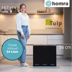 Homra SPARQ Afvalscheiding Prullenbak 3 Vakken - 3 X 18 L Inhoud - 54 Liter - Zwart - RVS - Trio Pedaalemmer - 3-vaks Recycle Afvalemmer - Hygiënisch Afval Scheiden - Zwarte Keuken Vuilbak - Kantoor Prullenbak - Pedaal - Afvalscheidingsprullenbak -Mepal shop 1200x1200 798