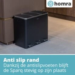 Homra SPARQ Afvalscheiding Prullenbak 3 Vakken - 3 X 18 L Inhoud - 54 Liter - Zwart - RVS - Trio Pedaalemmer - 3-vaks Recycle Afvalemmer - Hygiënisch Afval Scheiden - Zwarte Keuken Vuilbak - Kantoor Prullenbak - Pedaal - Afvalscheidingsprullenbak -Mepal shop 1200x1200 800