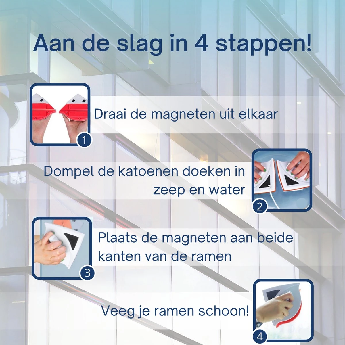 Magnetische Ramenwasser Voor Dubbel Glas - Ramenwisser - Ramenreiniger 6 Magnetische Ramenwasser Voor Dubbel Glas - Ramenwisser - Ramenreiniger - Afbeelding 4
