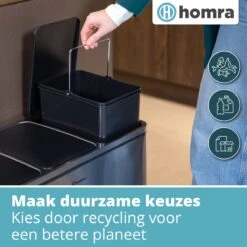 Homra SPARQ Afvalscheiding Prullenbak Met 3 Vakken - 3 X 18 L Inhoud - 54 Liter - RVS - Trio Pedaalemmer - 3-vaks Recycle Afvalemmer - Hygiënisch Afval Scheiden - Vuilbak Zilver - Kantoor Prullenbak - Pedaal Emmer - Afvalscheidingsprullenbak -Mepal shop 1200x1200 824