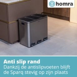 Homra SPARQ Afvalscheiding Prullenbak Met 3 Vakken - 3 X 18 L Inhoud - 54 Liter - RVS - Trio Pedaalemmer - 3-vaks Recycle Afvalemmer - Hygiënisch Afval Scheiden - Vuilbak Zilver - Kantoor Prullenbak - Pedaal Emmer - Afvalscheidingsprullenbak -Mepal shop 1200x1200 829