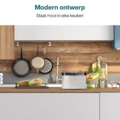 Hoogwaardig RVS Compostbak En Binnenemmer 4.3L - Groenafval - Compost - Afvalbakje Aanrecht - Compostemmer Keuken - Afvalemmer -Mepal shop 1200x1200 926