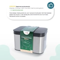 Hoogwaardig RVS Compostbak En Binnenemmer 4.3L - Groenafval - Compost - Afvalbakje Aanrecht - Compostemmer Keuken - Afvalemmer -Mepal shop 1200x1200 929