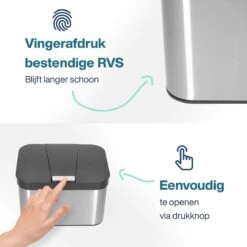 Hoogwaardig RVS Compostbak En Binnenemmer 4.3L - Groenafval - Compost - Afvalbakje Aanrecht - Compostemmer Keuken - Afvalemmer -Mepal shop 1200x1200 931
