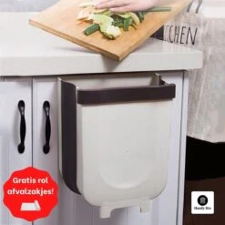 Merkloos Handy Bin - Afvalbakje Aanrecht - Uitschuifbaar - Keuken Prullenbak - WIT -Mepal shop 1200x1200 948