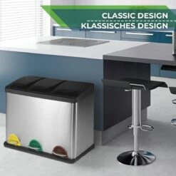 Jago - Afvalbak - 24 Liter Met 3 Vakken Voor In De Keuken - RVS Met Binnenemmer - Handvat - Deksel - Afvalscheidingssysteem - Pedaalemmer (24 Liter (3 X 8L) - Prullenbak - Vuilnisbak - Vuilnisemmer 25 Jago - Afvalbak - 24 Liter Met 3 Vakken Voor In De Keuken - RVS Met Binnenemmer - Handvat - Deksel - Afvalscheidingssysteem - Pedaalemmer (24 Liter (3 X 8L) - Prullenbak - Vuilnisbak - Vuilnisemmer -Mepal shop 1200x1200 972