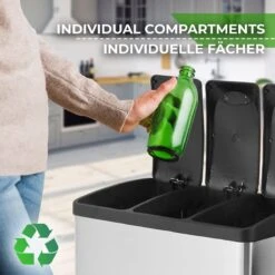 Jago - Afvalbak - 24 Liter Met 3 Vakken Voor In De Keuken - RVS Met Binnenemmer - Handvat - Deksel - Afvalscheidingssysteem - Pedaalemmer (24 Liter (3 X 8L) - Prullenbak - Vuilnisbak - Vuilnisemmer 30 Jago - Afvalbak - 24 Liter Met 3 Vakken Voor In De Keuken - RVS Met Binnenemmer - Handvat - Deksel - Afvalscheidingssysteem - Pedaalemmer (24 Liter (3 X 8L) - Prullenbak - Vuilnisbak - Vuilnisemmer -Mepal shop 1200x1200 974