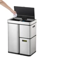 EKO Mirage Plus Sensor Afvalscheider Prullenbak - 30 + 15 + 15 L - Mat RVS -Mepal shop 1200x1200 990