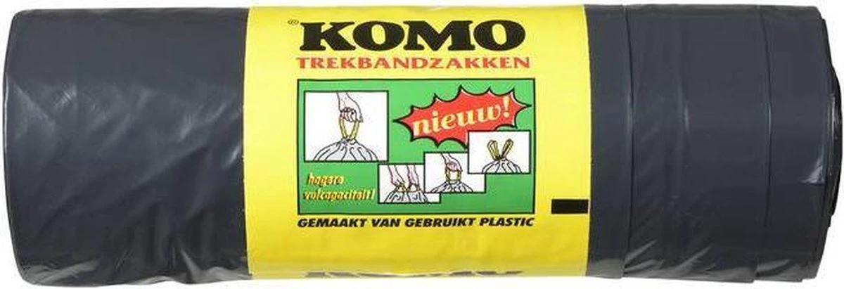 KOMO Afvalzakken Met Trekband - 60 L - 15 Stuks 5 KOMO Afvalzakken Met Trekband - 60 L - 15 Stuks - Afbeelding 3