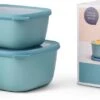 Mepal - Multikom Cirqula Rechthoekig 3-delige Set (750+1500+3000) - Mag In De Vriezer, Magnetron En Vaatwasser – Nordic Green – Meal Prep Bakjes - Bewaardozen Met Deksel