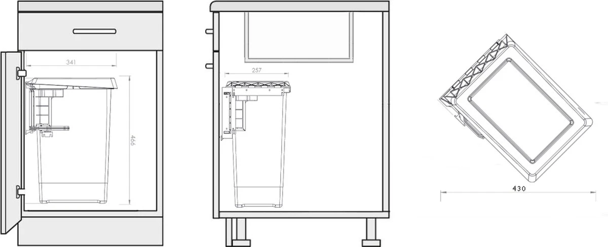 Eleganca Afvalbak 24 Liter – Inbouw Prullenbak – Inbouw Afvalemmer 24L – Uittrekbare Prullenbak – Afvalemmer Keuken – Hygiënisch – Ruimtebesparend Vuilnisbak – Uitdraaiende Prullenbak Deur – Antraciet – B34.1xD26xH46.6cm 5 Eleganca Afvalbak 24 Liter – Inbouw Prullenbak – Inbouw Afvalemmer 24L – Uittrekbare Prullenbak – Afvalemmer Keuken – Hygiënisch – Ruimtebesparend Vuilnisbak – Uitdraaiende Prullenbak Deur – Antraciet – B34.1xD26xH46.6cm - Afbeelding 3
