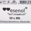 Esenol Composteerbare Afvalzakken 30 Liter 10 Stuks - Biozakken - Biologisch Afbreekbare Afvalzakken – 100% Composteerbare Vuilniszakken - Gft Afvalzakken - Kiemplant Logo